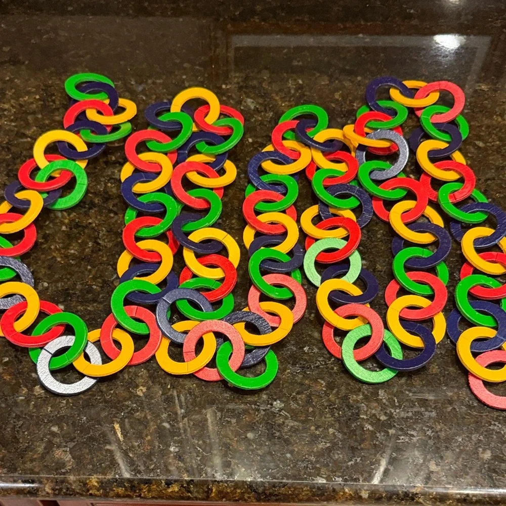 Fun Wooden Rainbow Chain Garland - Multicolor Home Party Decor